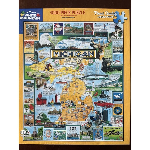 White Mountain Other - White Mountain 1000 Piece Puzzle Michigan The Great Lakes State Speed Puzzling